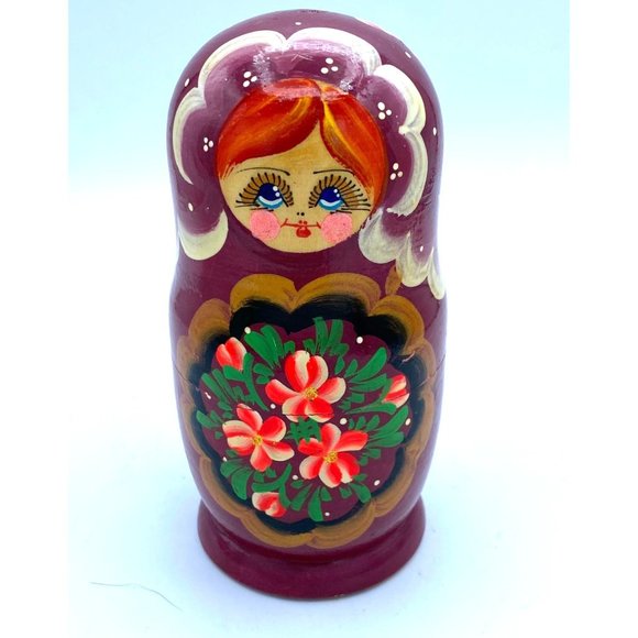 Folk Art 5 Piece Russian Matryoshka Nesting Dolls Wood Figures - Picture 7 of 8